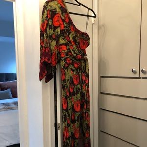 Free People Pardon My French Flora Tulip One Shoulder Maxi Dress Size XS